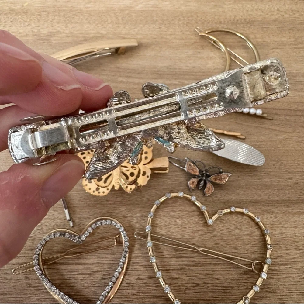 Vintage 90’s Gold and Silver Butterflies Moon Hair Clip Lot